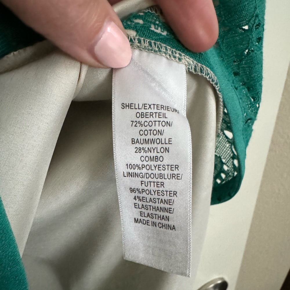 NWT Adrianna Papell lace overlay dress - green/teal and cream, size 12 - Picture 2 of 6